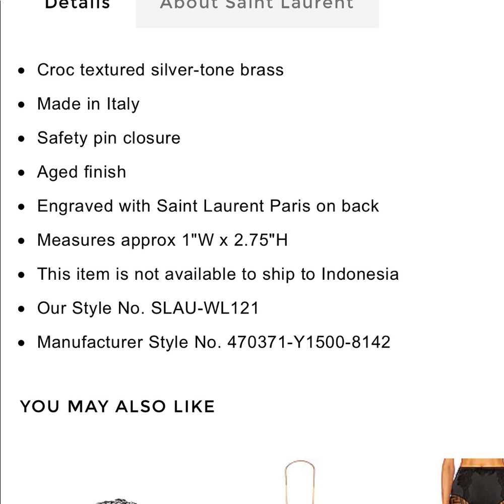 Saint Lauren Opyum textured croco brooch - Picture 6 of 9